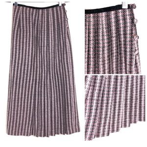 Vintage | RARE A-line Pleated Button Side Skirt